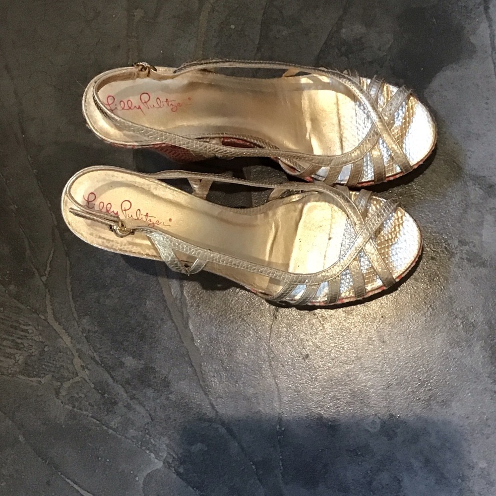 Lilly Pulitzer Shimmering Silver Sandals